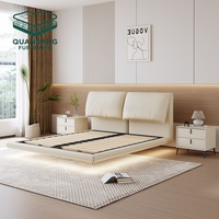 Cadre de lit moderne en bois massif, plateforme de lit double, queen ou king size, mobilier de chambre à coucher en bois, base de lit OEM ODM avec tête de lit