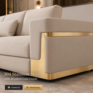<span class=keywords><strong>Divano</strong></span> di Design su Misura per Villa, Moderno e Lussuoso, Componibile con Finiture in Oro Spazzolato per Progetti di Arredamento di Alta Gamma - Product Image 2