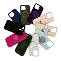 Casing ponsel silikon ramping, pelindung silikon magnetik, pengisian daya nirkabel dengan cincin pegangan untuk iPhone 12 13 14 15 16 17 Pro Max