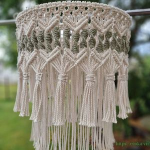 Cubierta de luz colgante de macramé bohemio moderno, accesorio de trama de algodón 100%, técnica tejida a mano, sólido antiestático para el hogar - Product Image 2