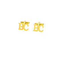Mancuernillas de Traje Estilo Francés para Hombre, Chapadas en Oro, con Letra de Nombre Personalizada, Mancuernillas de Moda para Hombre