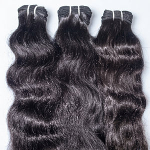 Nueva Llegada Cabello Humano Virgen Indio Remy para Tejer con Máquina, Doble Trama, Sin Procesamiento Químico, Solo Cabello de Templo, Ondas Profundas - Product Image 1