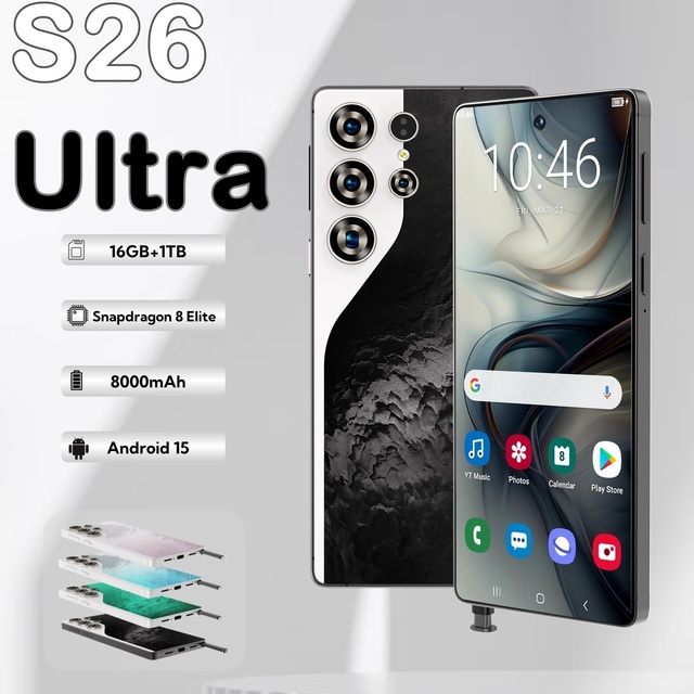 Hot Selling S26 Ultra 5G Smartphone 16GB+1TB Android 15 7.3 Inch 108MP HD Camera Deca Core Spanish High Quality Unlocked CDMA