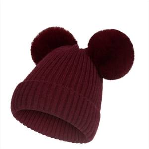Hiver Automne Chapeau en laine filée Faux Sable Fourrure Boule Double <span class=keywords><strong>Pompon</strong></span> <span class=keywords><strong>Bonnet</strong></span> Tricoté Hommes Femmes <span class=keywords><strong>Bonnet</strong></span> de haute qualité pour la peau - Product Image 5