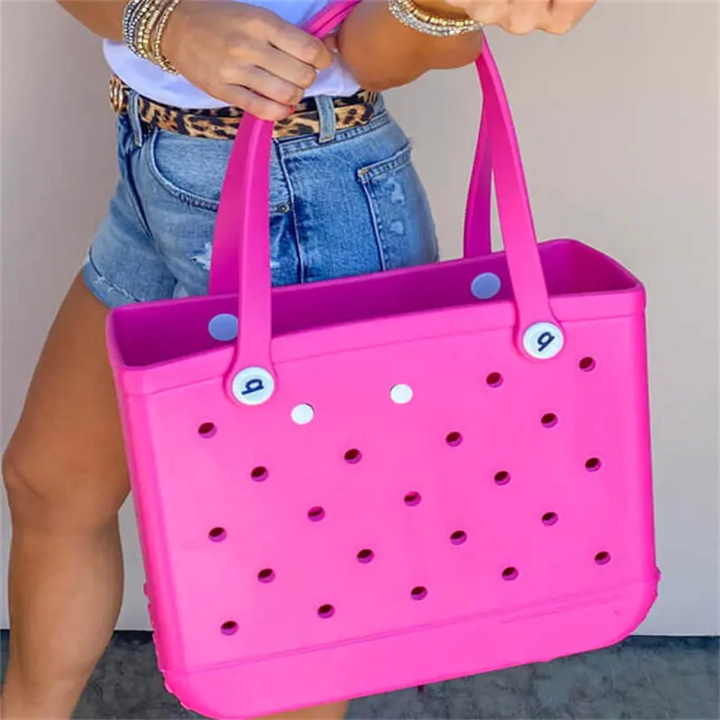 2023 nuova moda all'ingrosso grande borsa a mano impermeabile in EVA borsa Bogg borse a mano da spiaggia in Silicone