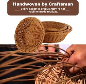 <span class=keywords><strong>Contenitore</strong></span> di cibo in <span class=keywords><strong>vimini</strong></span> intrecciato 100% personalizzato <span class=keywords><strong>cesto</strong></span> di pane rotondo in plastica in Rattan PP <span class=keywords><strong>cesto</strong></span> di conservazione per snack per pane regalo di frutta - Product Image 2