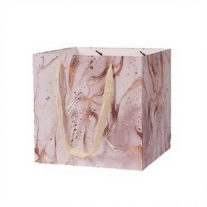 Ready Supply of Flower Packaging Gift <b>Bags</b> Large Capacity Fashionable White Coated Paper Square <b>Bags</b> Disposable - Product Image 2