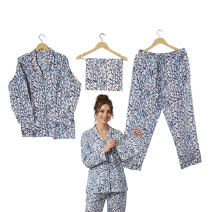 Indian Handmade Ultra Soft Breathable Cotton Nightwear Set <b>Women</b> Floral Printed Pajama Suit New Stylish Beautiful <b>Thermal</b> Front - Product Image 1