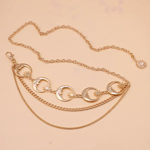 Cadena de Cintura de Moda con Forma de Luna, Aleación de Zinc, Cadena de Metal Multicapa para Mujer, Diseño Retro Moderno - Product Image 2
