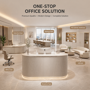 Bancone Reception Curvo Scanalato per Salone di Bellezza, in MDF Bianco con Retroilluminazione a LED e Logo Personalizzato Inciso - Product Image 6