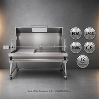 Barbecue de Luxe d'Extérieur à Gaz avec Rôtissoire en Acier Inoxydable, Gril Personnalisé au Gaz Naturel ou Propane, Plaque de Cuisson de Luxe pour Jardin, Capacité de Charge 80kg
