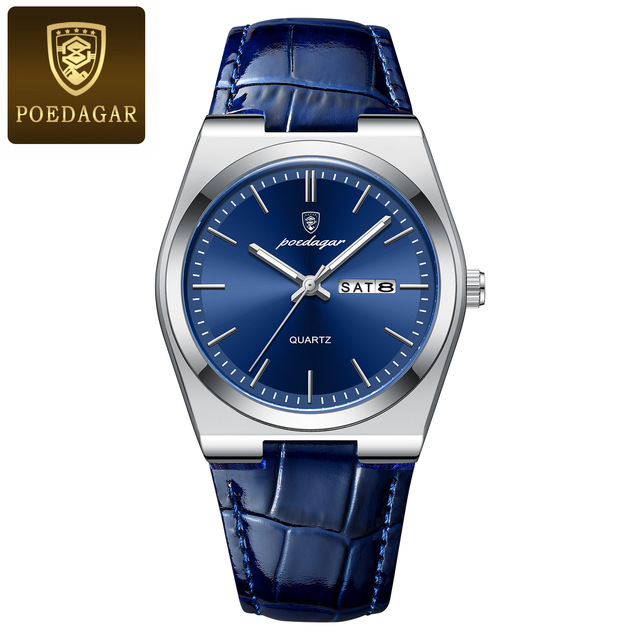 High-quality Luxury Charm 40mm Alloy Case Chronograph Mineral Glass Leather Sport Fashion Business Men Quartz Watch 20mm Band