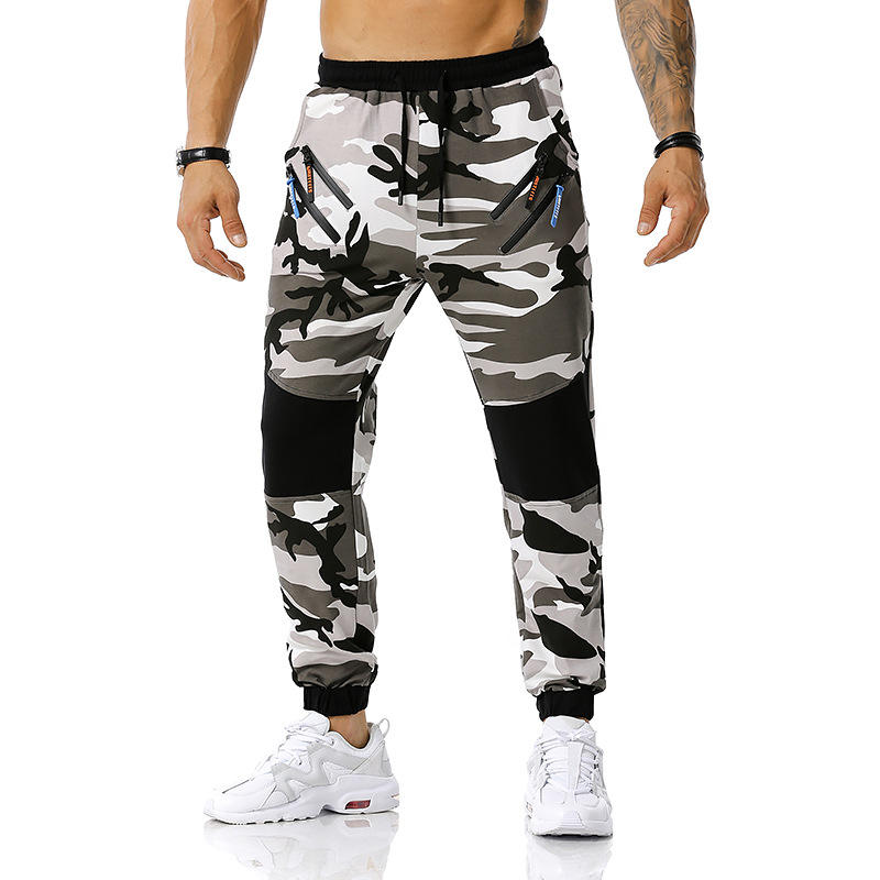 Calça cargo camuflada masculina, calça jogger vermelha multi