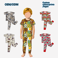 Nouveauté, pyjama pour bébé fille, style vintage léopard, manches courtes à volants, respirant