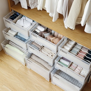 TENMA <strong>Plastic</strong> White Expandable Wardrobe <strong>Stackable</strong> <strong>Drawer</strong> Storage Organizer Stacking <strong>Drawer</strong> Cabinet Floor-standing Storage Box - Product Image 2