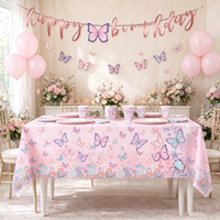 Vaisselle jetable en acier inoxydable sur le thème du papillon rose, gobelets d'anniversaire festifs, décorations d'événements