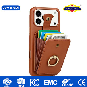 เคสโทรศัพท์แบบกระเป๋าสตางค์สำหรับ iPhone 18 Pro Max หนัง PU พร้อมห่วงนิ้วมือ ช่องใส่บัตร ป้องกันการตก  OEM ODM ขายส่ง - Product Image 3