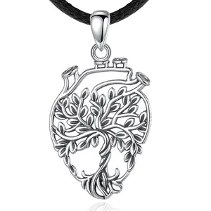 Merryshine 925 Sterling Silver tondo donne Cubic Zirconia albero genealogico della vita collana pendente