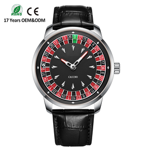 Montre de luxe pour homme de haute qualité, style casino, boîtier en acier inoxydable, cadran rotatif automatique lumineux, étanche 3 ATM, bracelet en cuir - Product Image 5