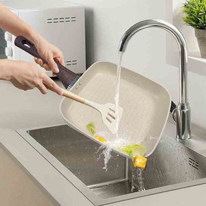 畅销豪华方形煎锅花岗岩涂层户外烧烤烤盘金属炊具煎锅 - Product Image 6