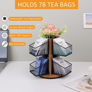 Organisateur de sachets de thé <span class=keywords><strong>en</strong></span> bois à double usage, décoration d'intérieur, support de rangement pour bar à café, porte-capsules K-Cup, porte-épices - Product Image 3