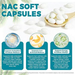 Cápsulas Blandas de NAC 600mg con NAD, Aceite de Coco y MCT para Apoyo Antioxidante y a <span class=keywords><strong>la</strong></span> Salud del Hígado, Sin GMO, Sin <span class=keywords><strong>Gluten</strong></span> ni <span class=keywords><strong>Soya</strong></span>, OEM ODM - Product Image 2