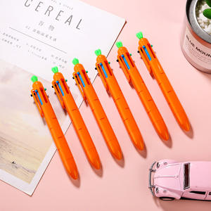 Mignon dessin animé carotte stylo à bille coloré 6 couleurs rétractable Journal multicolore créatif Signature stylo - Product Image 2