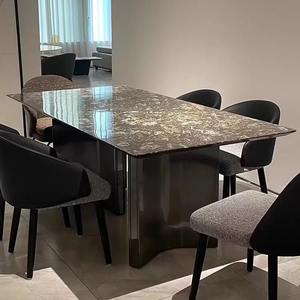 Modern Luxury Marble Rectangular Dining <b>Table</b> And Chairs 6 Piece Set For Dining Room Durable Combination Design - Product Image 4