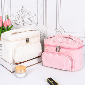 Large Capacity <b>Makeup</b> Bag Waterproof Portable Cosmetic Storage Travel Toiletry <b>Case</b> With Soft Handle Stripe Pattern - Product Image 4