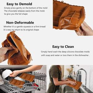 Molde de barra de chocolate-Moldes de chocolate de silicona de grado alimenticio, molde profundo antiadherente y fácil de liberar para chocolates de pistacho de Dubái - Product Image 4