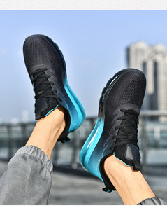 Chaussures pour hommes avec coussin d'air, semelle extérieure en caoutchouc absorbant les chocs, tige en maille tissée respirante, style décontracté, sport, entraînement, marche - Product Image 6