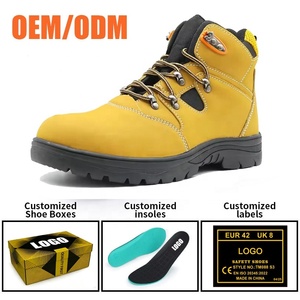 Chaussures de sécurité pour hommes en cuir nubuck <span class=keywords><strong>jaune</strong></span> résistant aux acides, semelle en caoutchouc antidérapante, embout en acier, anti-perforation, pour l'industrie pétrolière - Product Image 4