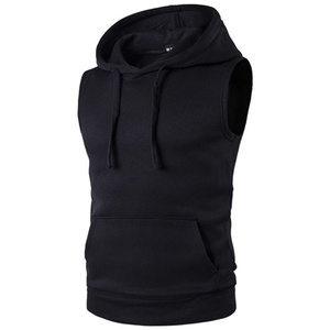 Men's Casual Comfortable Sleeveless Hooded <b>Vest</b> Street Hip Hop Style Loose Fit Solid Color Polyester/Cotton Puff Tank <b>Tops</b> - Product Image 3
