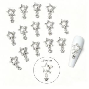 Lot de 10 breloques pour ongles en forme de fleurs de tailles variées, mini fleurs à cinq pétales, accessoires pour nail art DIY - Product Image 1