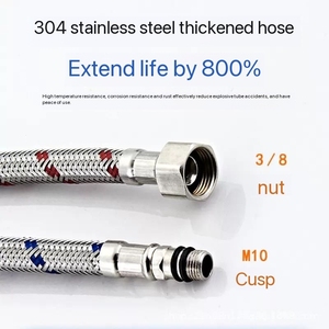 Заводская Цена плетеный шланг кухонный кран, гибкий Сантехнический плетеный шланг из нержавеющей стали Соединительная труба - Product Image 3