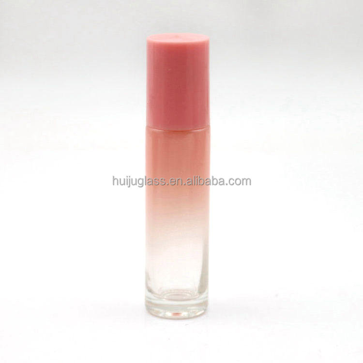 pink Color Mini Portable 15ml Gem Roller Oil Glass Perfume Bottle Cosmetic  Packaging