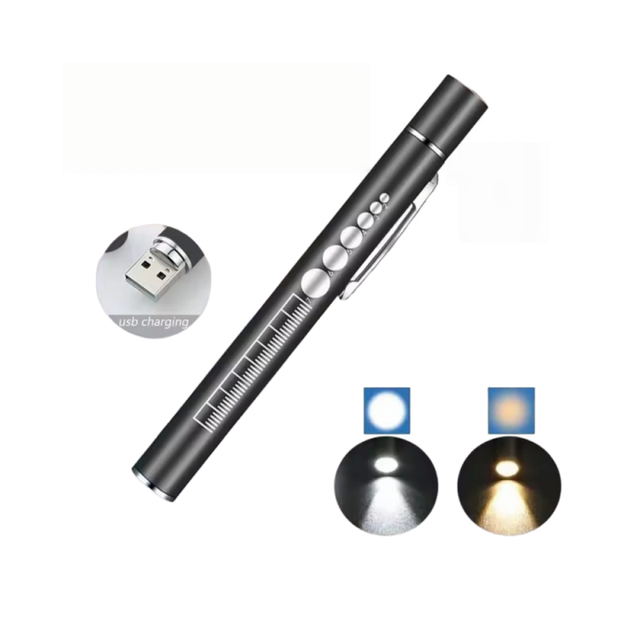 Stainless Steel USB Rechargeable Medical Pen Light Mini Nursing Pocket Clip Led Flashlight