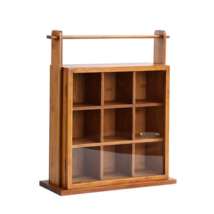 Vitrina de bambú estilo chino, juego de té y unidad de almacenamiento, adorno para la sala de estar del hogar. - Product Image 5