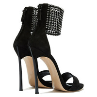 Sandales à talons hauts pointus antidérapantes sexy noires à bout ouvert pour femmes