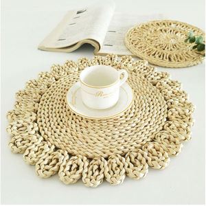 Environmental Material Hand Crafted Woven <b>Placemats</b> Wholesale Water Hyacinth Straw Braided <b>Placemat</b> - Product Image 3