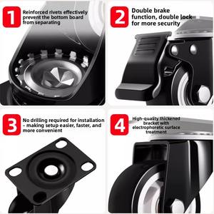 Roda universal, roda putar. Roda kemudi universal senyap ukuran 1,5 <span class=keywords><strong>2</strong></span> <span class=keywords><strong>3</strong></span> inci, roda pengarah, katrol troli ukuran kecil - Product Image 6