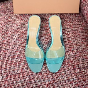 Mules à talons hauts en PVC transparent avec bout argenté métallisé, sandales de soirée à enfiler pour femme - Product Image 3