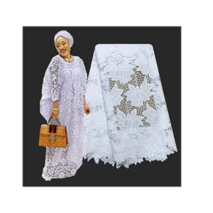 Casamentos elegantes da fábrica bella naija da af, fio branco liso, tecido de renda na nigórnia e mercado da nigéria