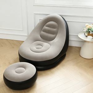 Custom <b>Inflatable</b> Flocked Recliner Air <b>Sofa</b> with Footrest for Post-Surgery Recovery & Relaxation - Product Image 4