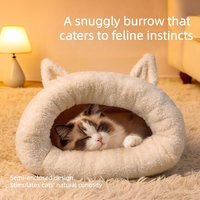 Lit pour chat chaud et lavable pour l'automne et l'hiver, sac de couchage en forme de grotte, nid pour animaux de compagnie fermé, peluche douce, chat, chien, maison confortable pour se reposer