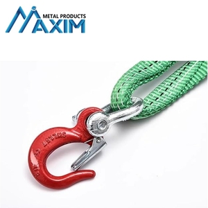 Correas de aparejo de elevación de alta resistencia de poliéster, eslinga de red de brida de cuatro patas con eslingas de elevación de ojo giratorio y gancho, eslinga de correas suaves - Product Image 6