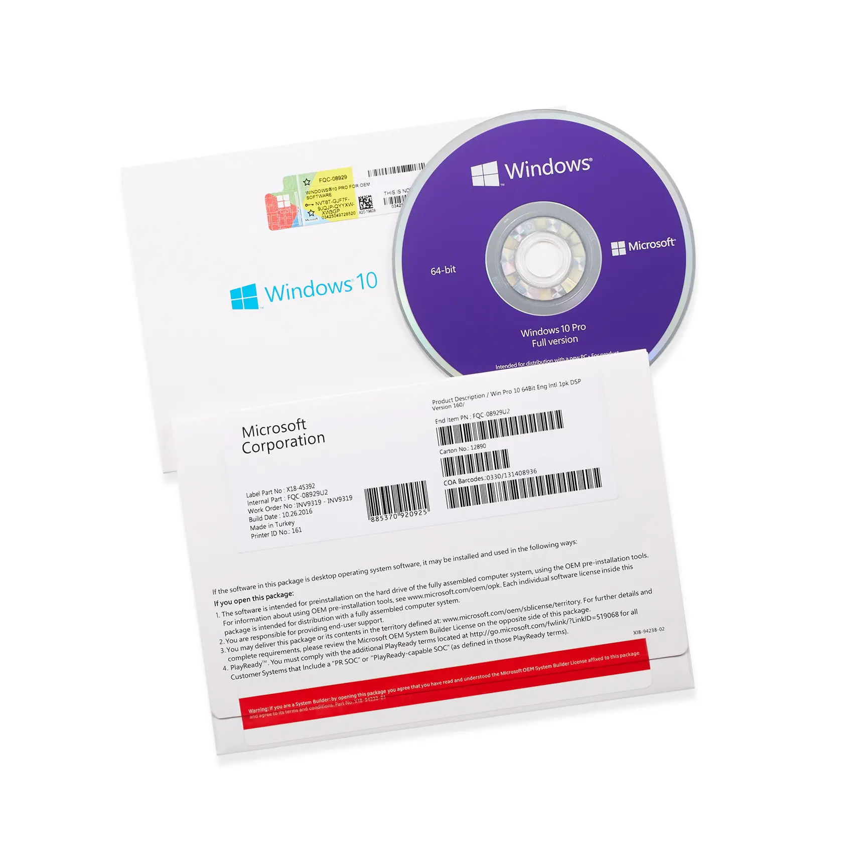 High Quality Windows 10 Professional OEM Package Download DVD with Multiple Language windows 10 pro