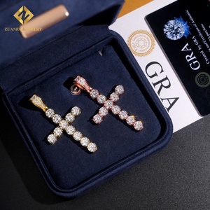 เครื่องประดับเพชรแบบไขว้สำหรับผู้หญิง S925จี้เพชรแบบเต็ม VVS Moissanite สำหรับผู้ชาย - Product Image 4