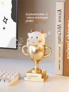 Trofeo y Adornos de Resina con Diseño de Vaca de Dibujos Animados, Personalizados para Campeones de Ventas en Reuniones Anuales, Regalos de Recuerdo con Grabado - Product Image 1
