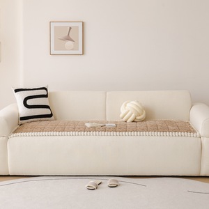 Honeycomb Velvet Sofa Cushion Pad Solid Color Plush Thickened Three Seater Seat Cover Winter Style - Product Image 2